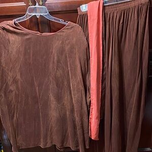 Kathryn Deene New York Vintage Brown orange Two-Piece pantsuit plus size 26/28